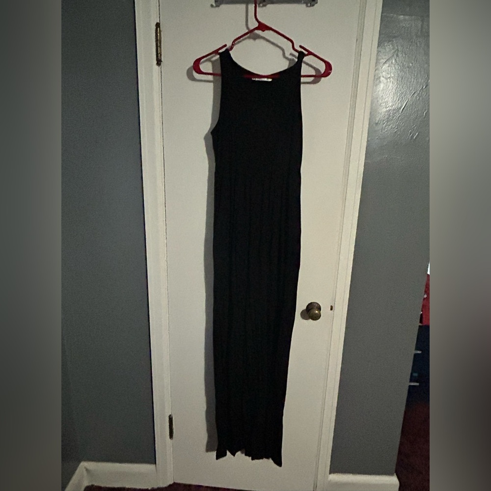 Honey and Lace Black Sheath Maxi Dress With pockets
